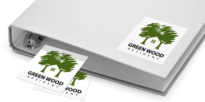 logo sticker on a binder