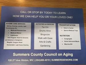 Summers County Council on Aging promo mailer